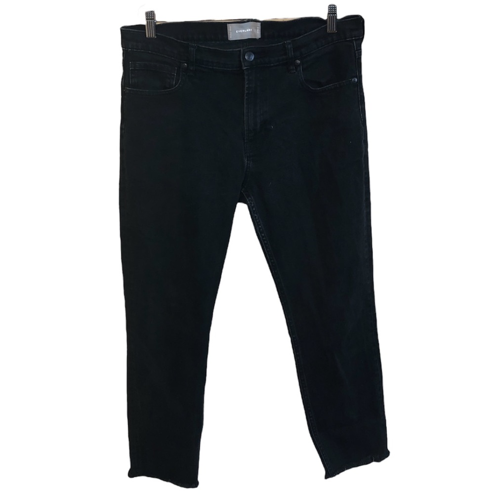 Everlane || Frayed Raw Hem High Rise Black Jeans